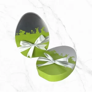 Метално яйце с old style точки и пълнеж от малки шоколадови яйца