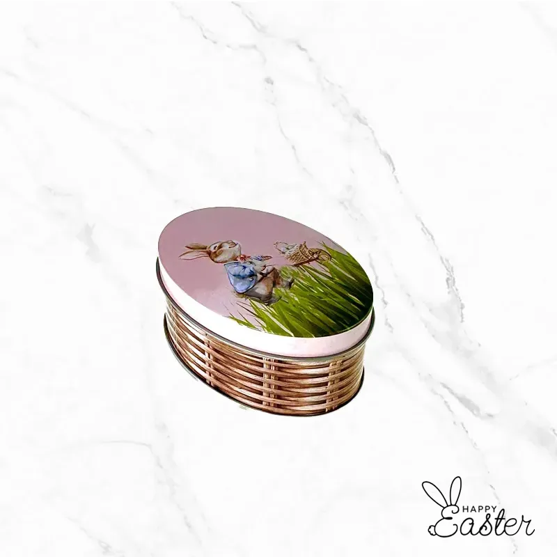 Компактна великденска кутия с 10 шоколадови яйца в разноцветен станиол.