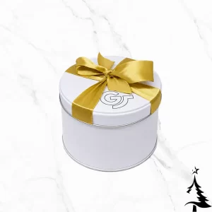 Gold Ribbon- луксозна метална бонбониера, фабрично декорирана със златна панделка.