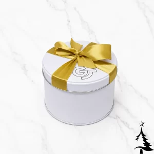 Gold Ribbon- луксозна метална бонбониера, фабрично декорирана със златна панделка.