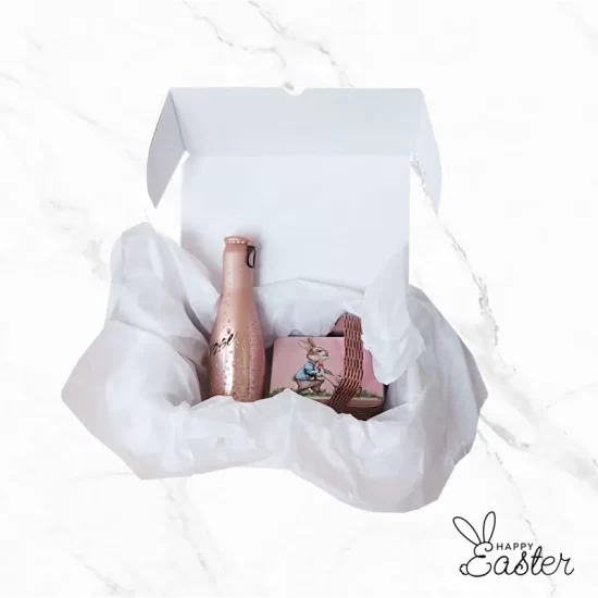 Великденски подаръчен комплект с розе и шоколадови яйца