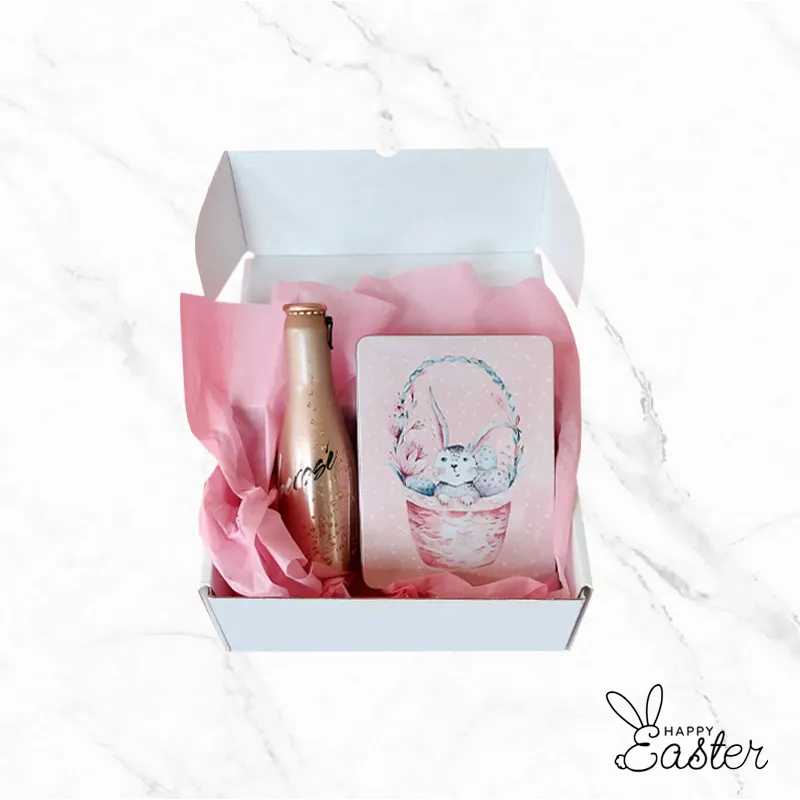 Vintage Rose Gift с розова метална кутия и шоколадови яйца