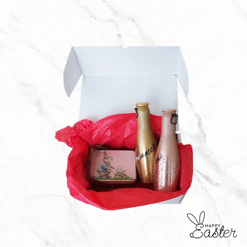 великденски подарък с шоколад и вино