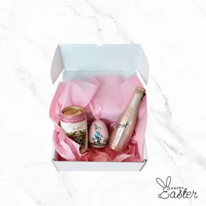 Метална кутия с Великденска тематика, съдържаща 10 малки шоколадови яйца