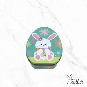 Метална кутия с празничен дизайн 30 шоколадови яйца в разноцветен станиол Възможност за брандиране чрез гравиране