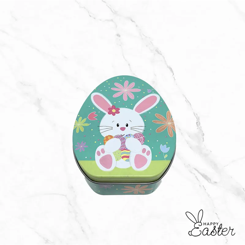 Метална кутия с празничен дизайн 30 шоколадови яйца в разноцветен станиол Възможност за брандиране чрез гравиране