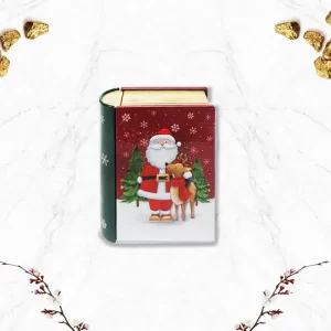 Метална кутия книга Santa’s Book с Дядо Коледа на капака и бисквити с канела 2026.